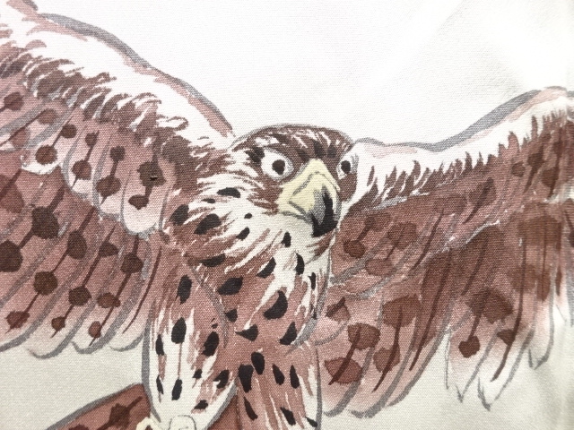 JAPANESE KIMONO / ANTIQUE MENS HAORI / SILK / PINE & HAWK (lining)